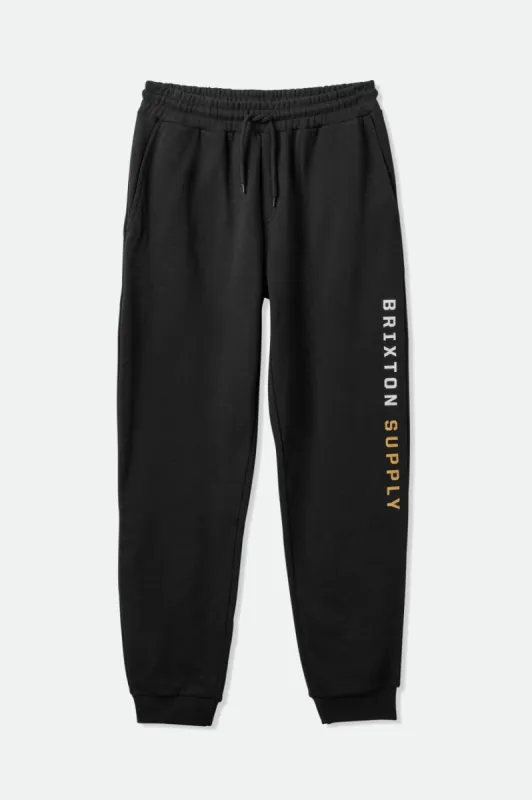 Crest Line Fleece Sweatpant - Black sold by Brixton