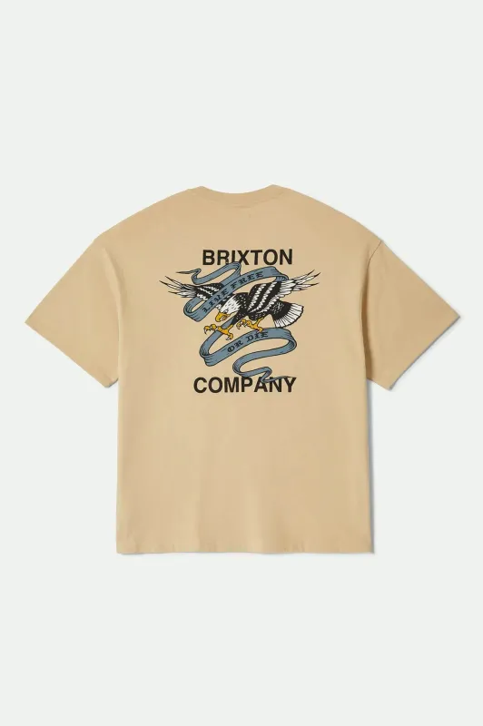 Live Free Heavyweight Relaxed T-Shirt - Cream Classic Wash sold by Brixton