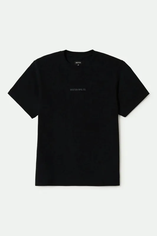Quality Embroidered Heavyweight S/S Standard T-Shirt - Black Classic Wash sold by Brixton