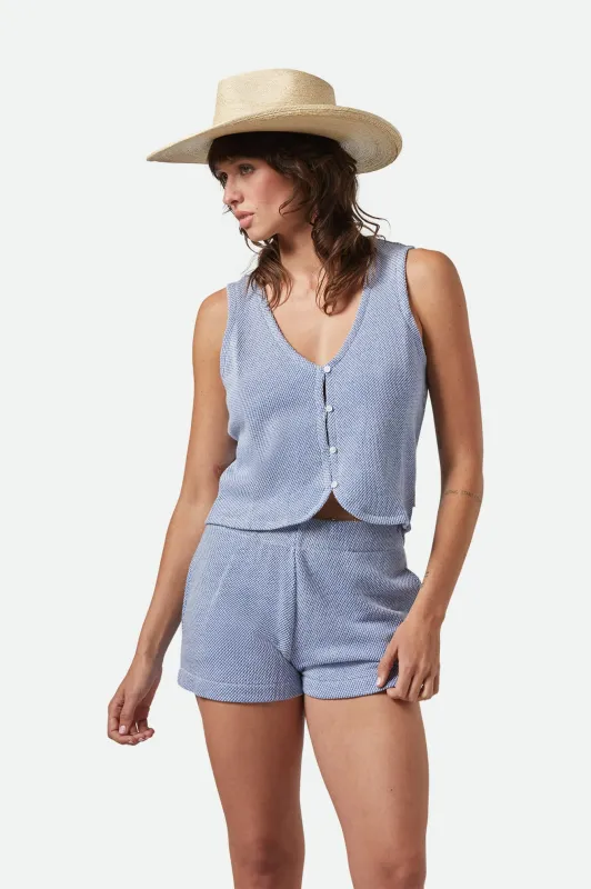 The Weekend Cross Loop French Terry Top - Off White/Electric Indigo sold by Brixton