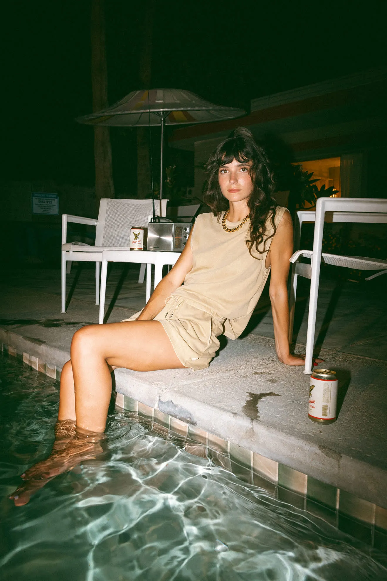 Carefree Organic Garment Dyed Muscle Tank - Pale Khaki sold by Brixton