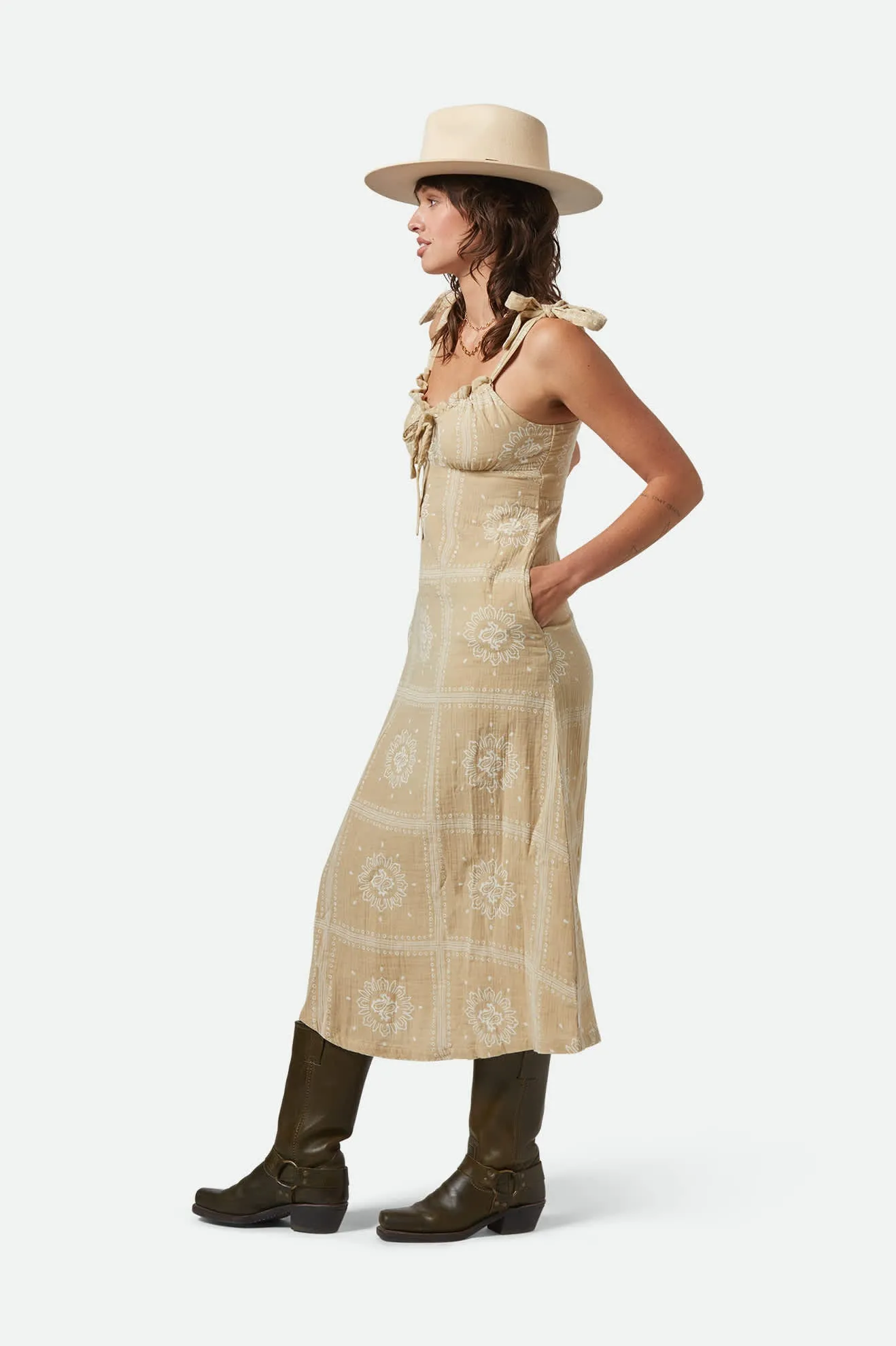 Wandering Tie Dress - Pale Khaki Bandana sold by Brixton product image thumbnail 3