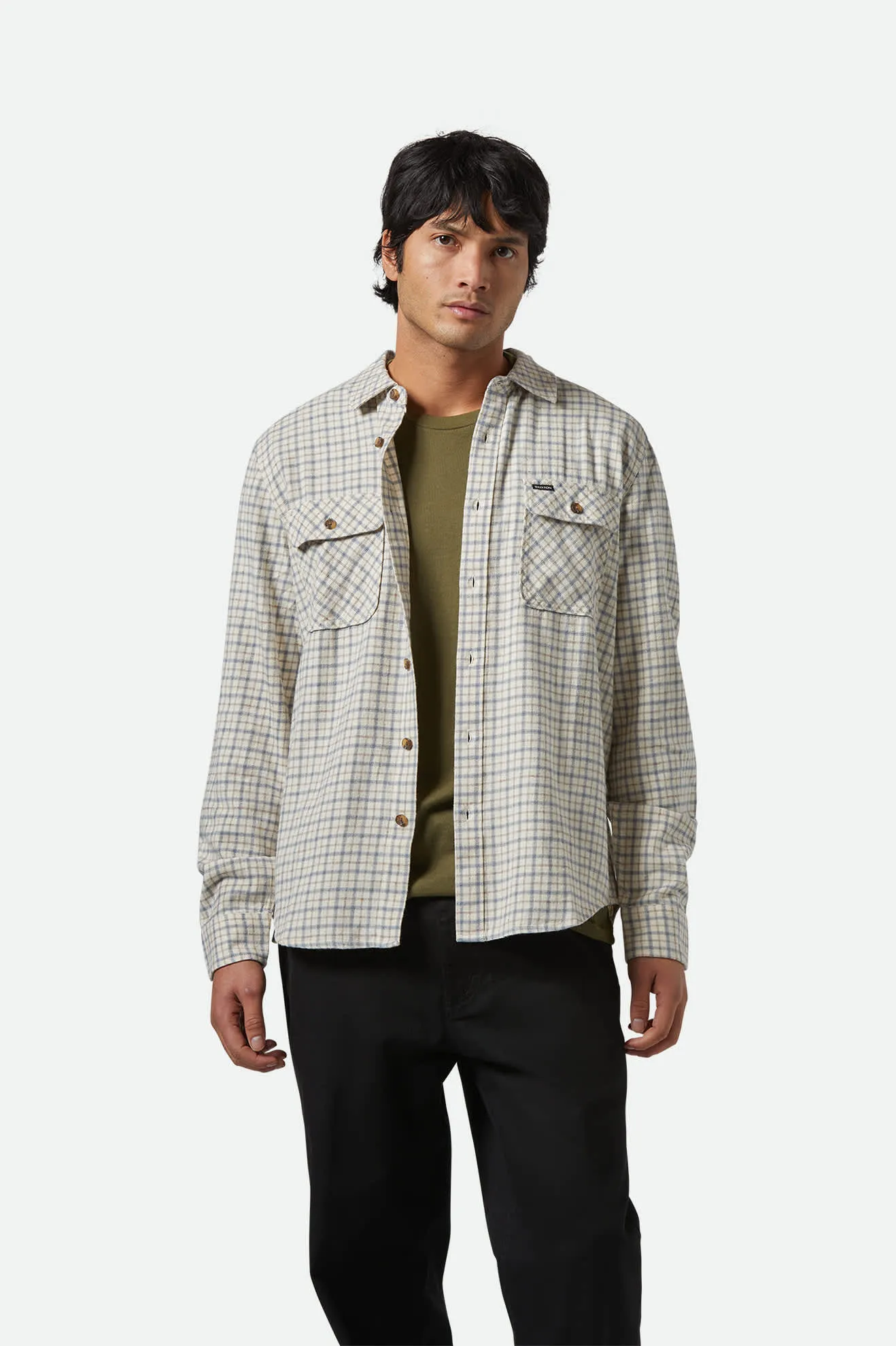 Bowery Lightweight Ultra Soft L/S Flannel - Whitecap/Basalt sold by Brixton product image thumbnail 2