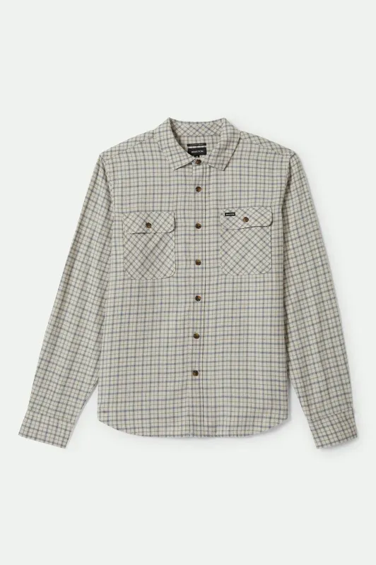 Bowery Lightweight Ultra Soft L/S Flannel - Whitecap/Basalt sold by Brixton