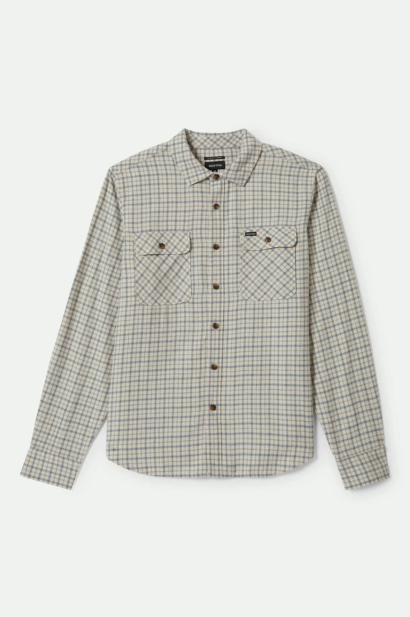 Bowery Lightweight Ultra Soft L/S Flannel - Whitecap/Basalt sold by Brixton
