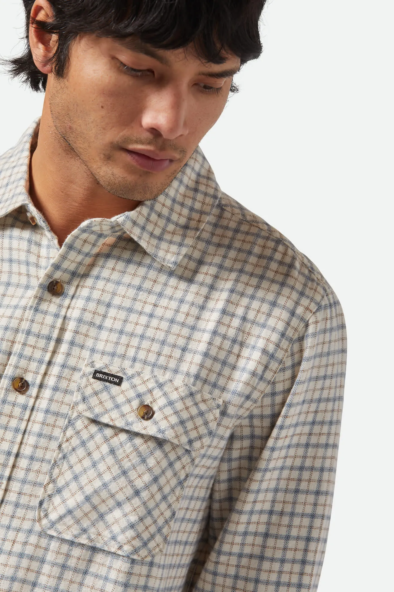 Bowery Lightweight Ultra Soft L/S Flannel - Whitecap/Basalt sold by Brixton product image thumbnail 5