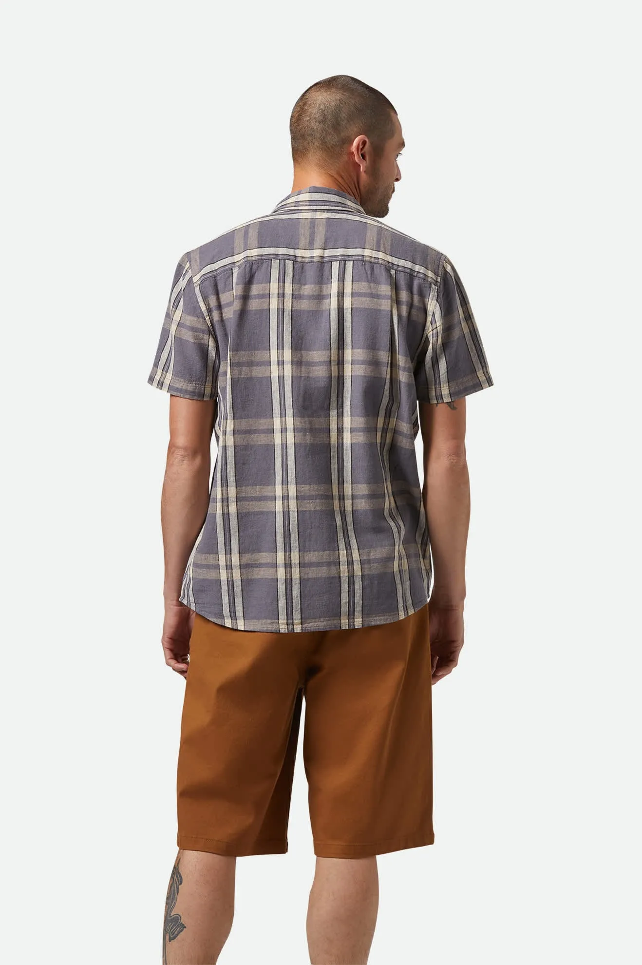 Charter Linen Blend S/S Shirt - Charcoal/Beige Plaid sold by Brixton product image thumbnail 4