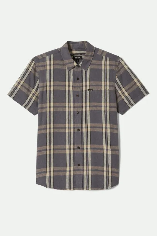 Charter Linen Blend S/S Shirt - Charcoal/Beige Plaid sold by Brixton