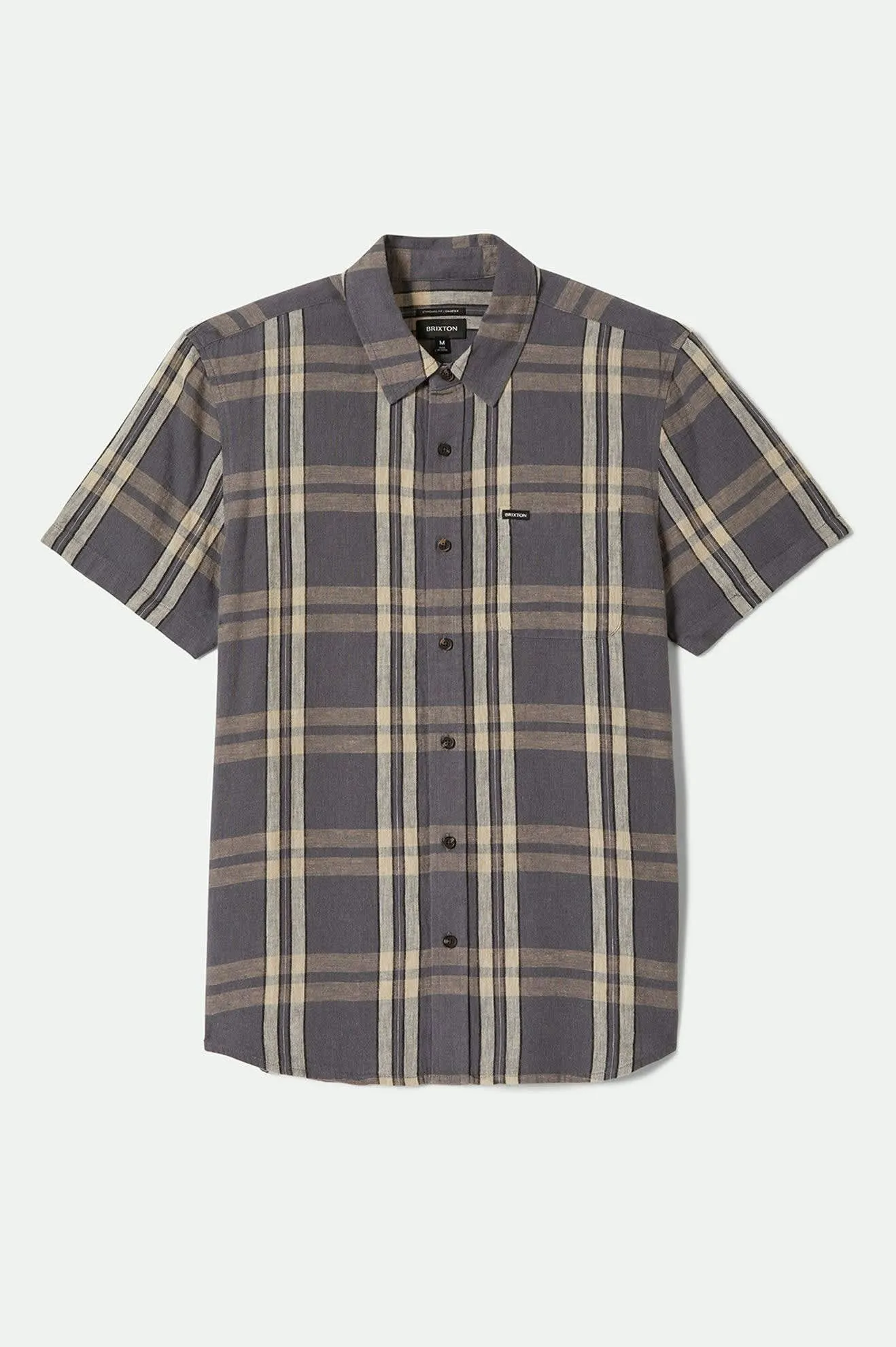 Charter Linen Blend S/S Shirt - Charcoal/Beige Plaid sold by Brixton