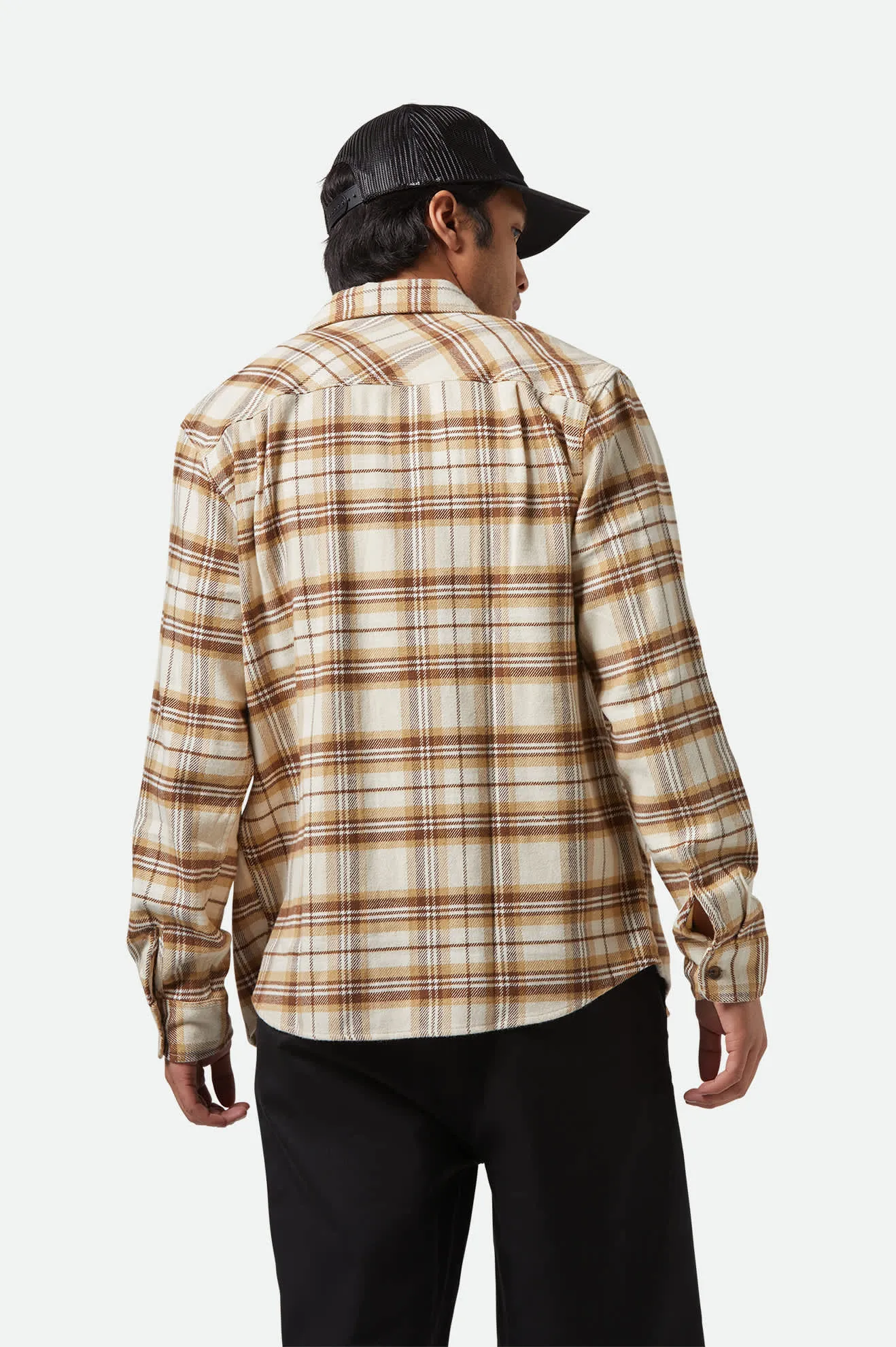 Bowery L/S Flannel - Whitecap/Sand/Pinecone Brown sold by Brixton product image thumbnail 4