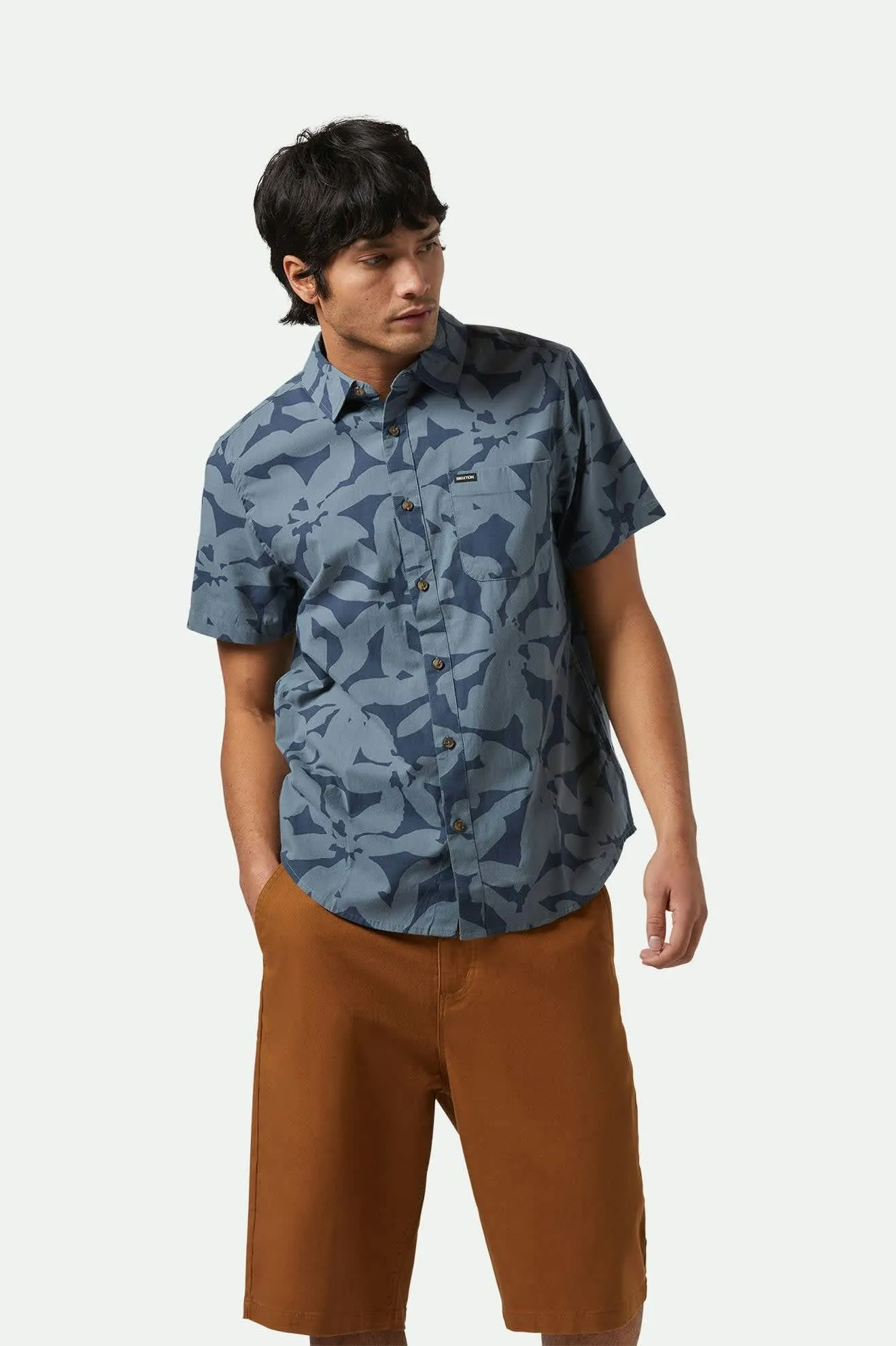 Charter Print S/S Shirt - Washed Navy/Azure Blue Floral sold by Brixton product image thumbnail 2