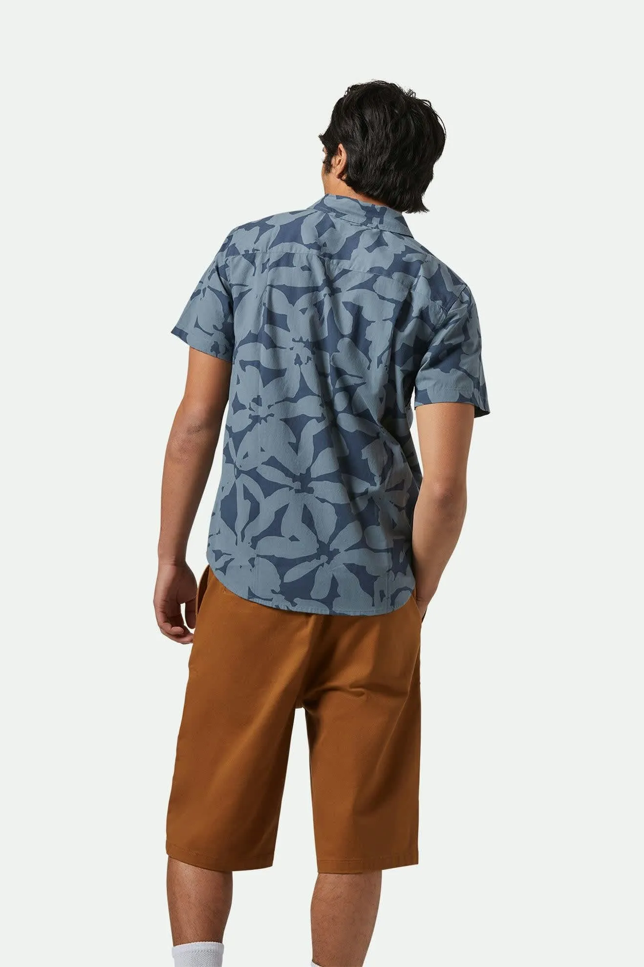 Charter Print S/S Shirt - Washed Navy/Azure Blue Floral sold by Brixton product image thumbnail 3