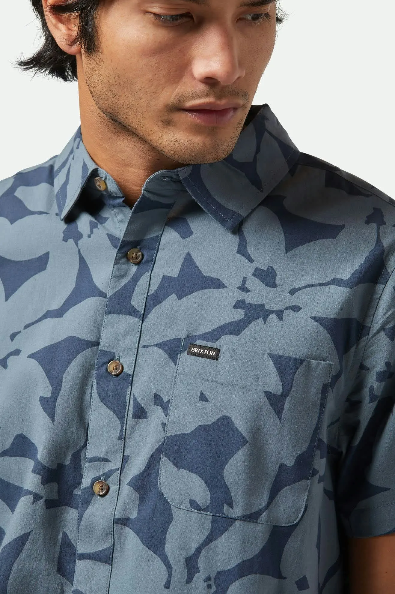 Charter Print S/S Shirt - Washed Navy/Azure Blue Floral sold by Brixton product image thumbnail 4