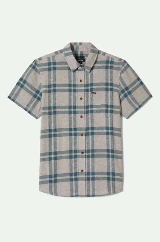 Charter Linen Blend S/S Shirt - Beige/Azure Blue Plaid sold by Brixton
