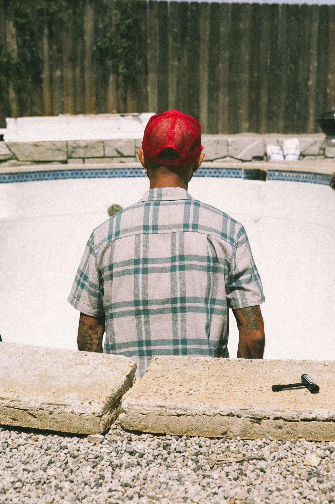 Charter Linen Blend S/S Shirt - Beige/Azure Blue Plaid sold by Brixton product image thumbnail 5