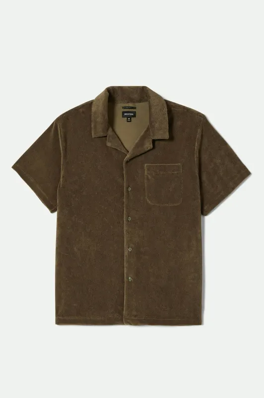 Bunker French Terry Cloth S/S Camp Collar Shirt - Ivy Green made by Brixton