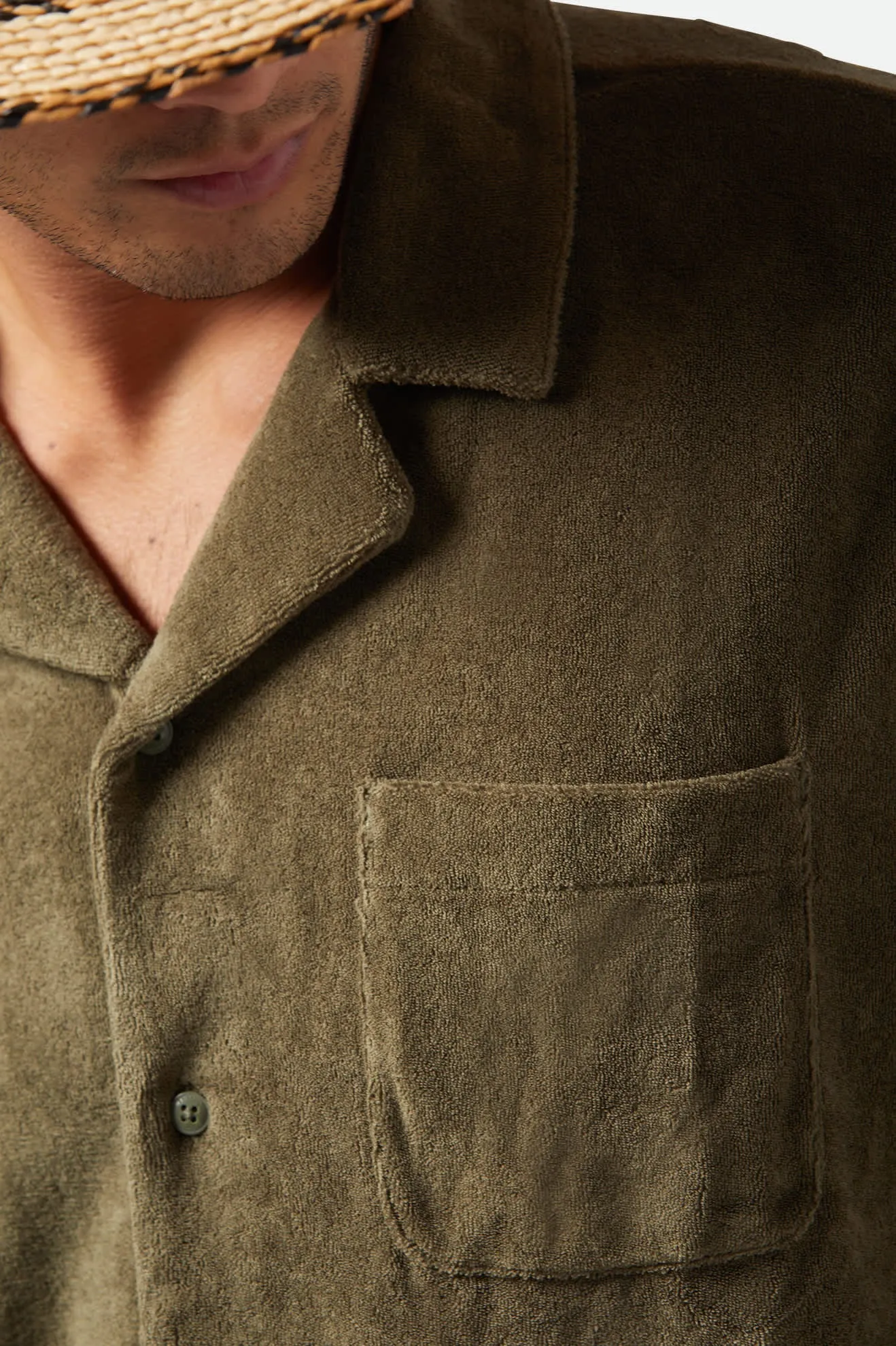 Bunker French Terry Cloth S/S Camp Collar Shirt - Ivy Green sold by Brixton product image thumbnail 5