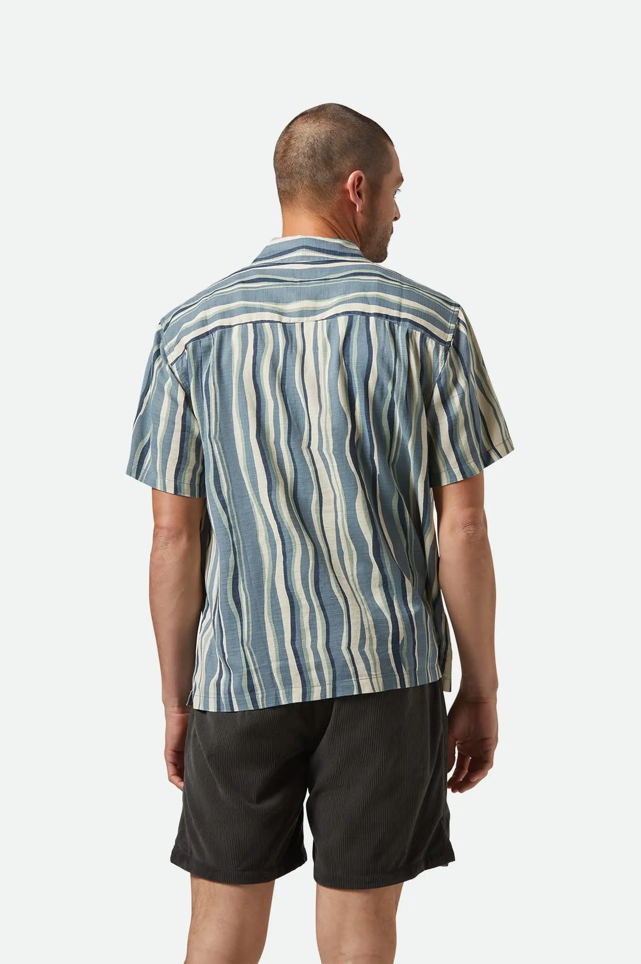 CRU Slub Relaxed S/S Shirt - Basalt Blue/Painterly Stripe sold by Brixton product image thumbnail 4
