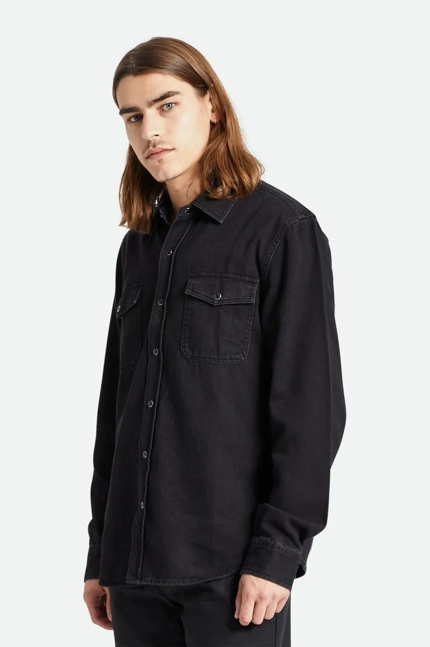 Wayne Stretch L/S Woven Shirt - Washed Black sold by Brixton product image thumbnail 4