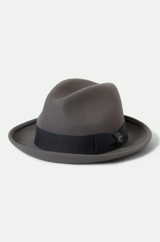 Horton Convertabrim Packable Fedora - Grey/Charcoal sold by Brixton