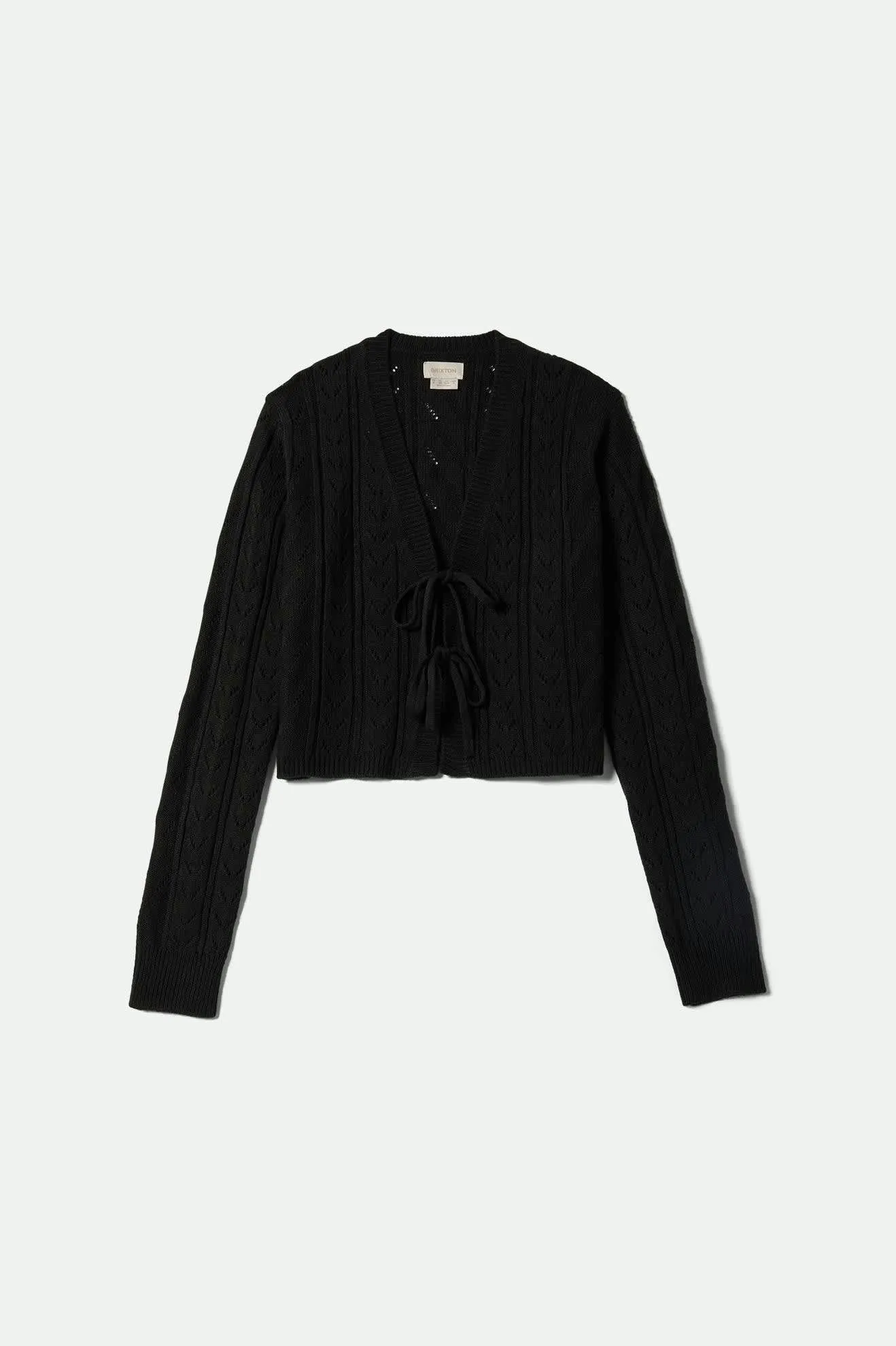 Cropped Pointelle Tie Cardigan - Black sold by Brixton product image thumbnail 2