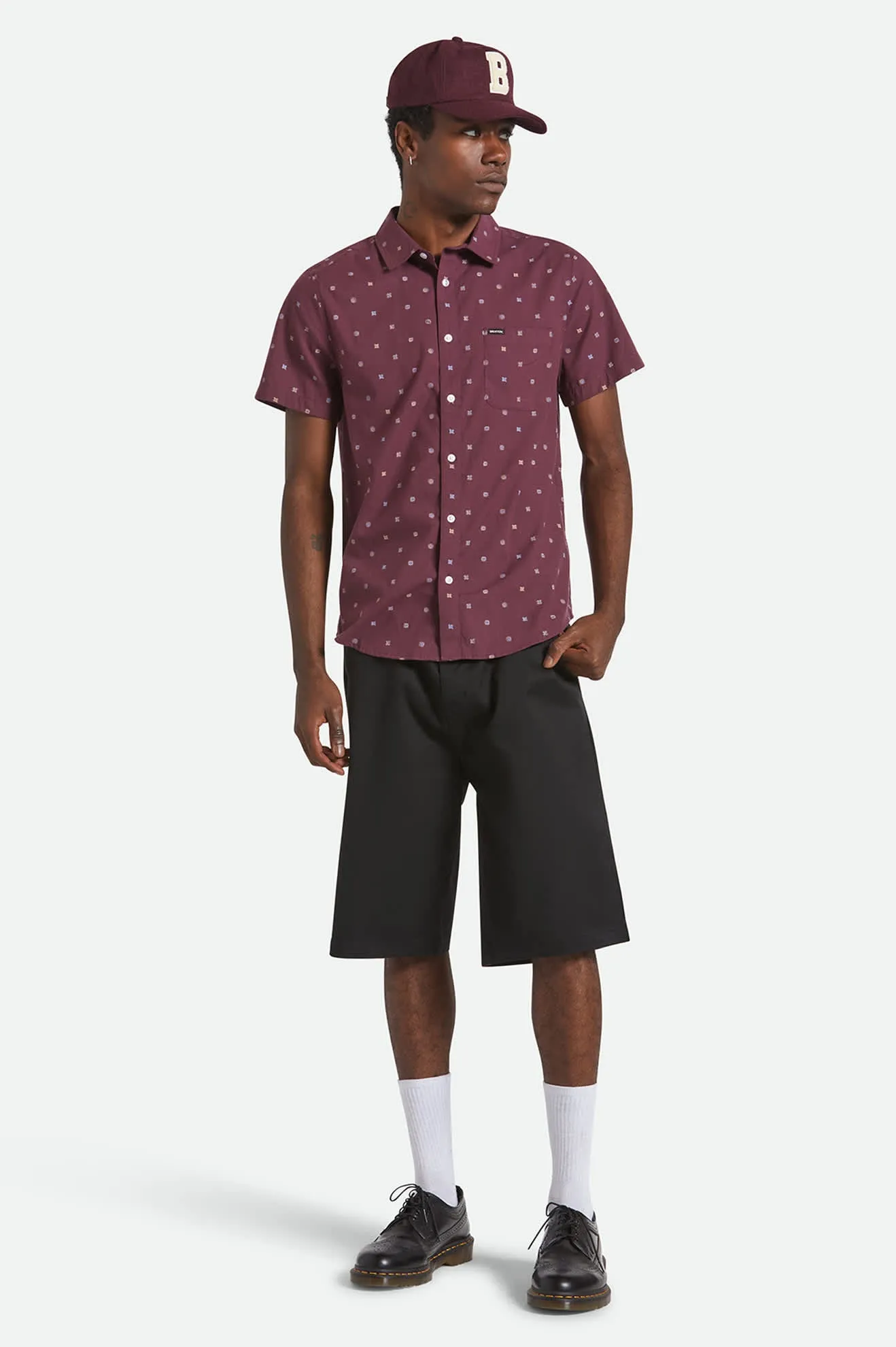 Charter Print S/S Shirt - Port/Micro Geo sold by Brixton product image thumbnail 5
