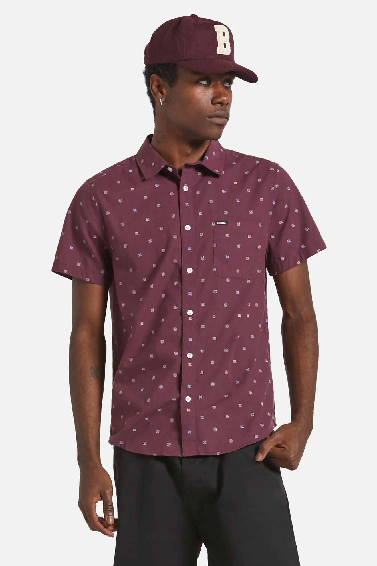 Charter Print S/S Shirt - Port/Micro Geo sold by Brixton product image thumbnail 2