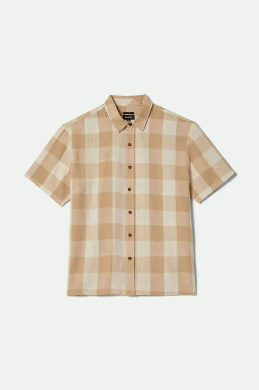 Cru Linen Blend S/S Shirt - Off White/Sand sold by Brixton