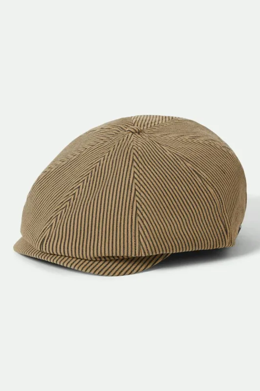 Brood Newsboy Cap - Dark Tan/Black Hickory Stripe sold by Brixton