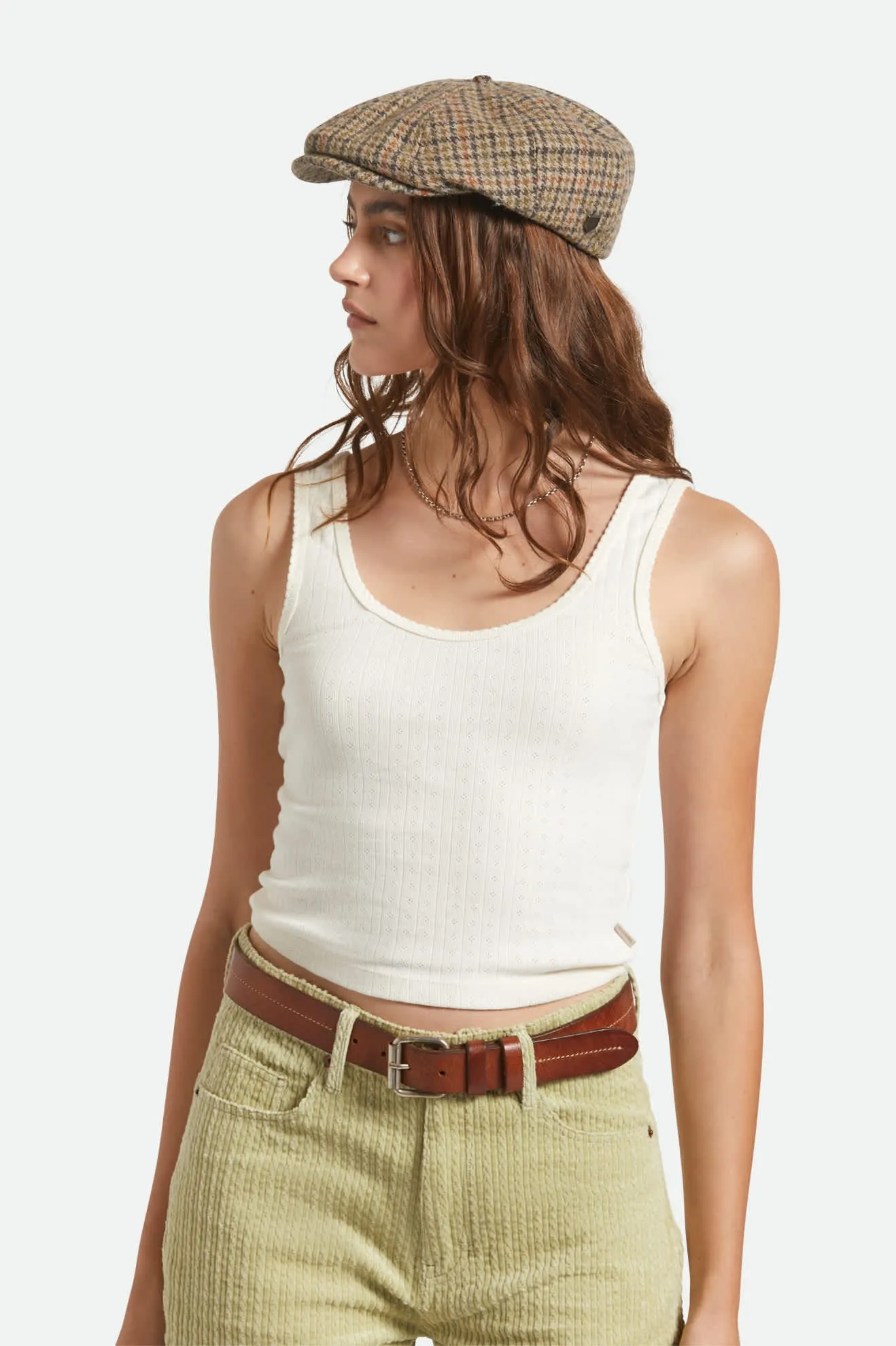 Brood Newsboy Cap - Oatmeal/Charcoal Houndstooth sold by Brixton product image thumbnail 5