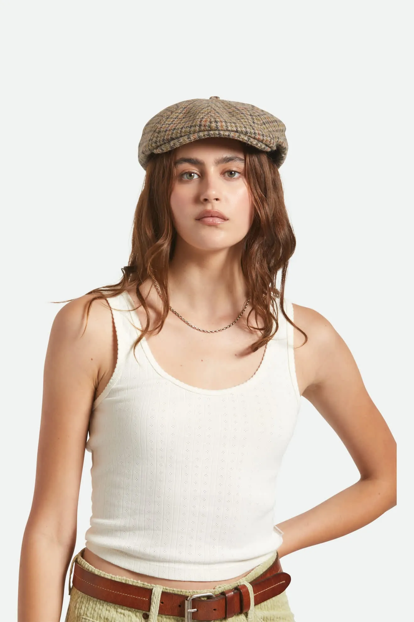 Brood Newsboy Cap - Oatmeal/Charcoal Houndstooth sold by Brixton product image thumbnail 3