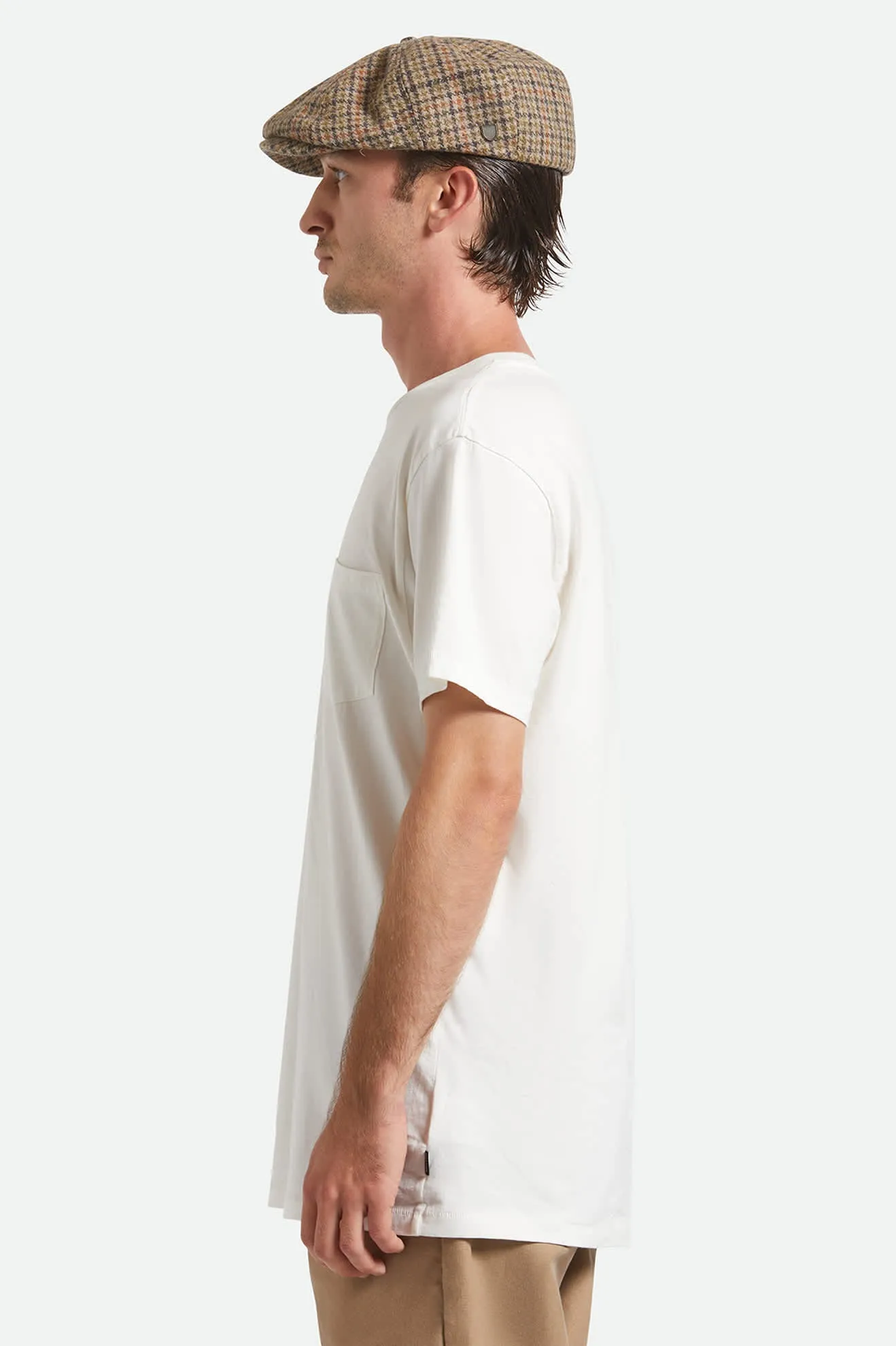 Brood Newsboy Cap - Oatmeal/Charcoal Houndstooth sold by Brixton product image thumbnail 4