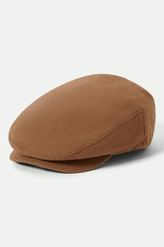 Hooligan Flat Cap - Camel Melton Wool sold by Brixton