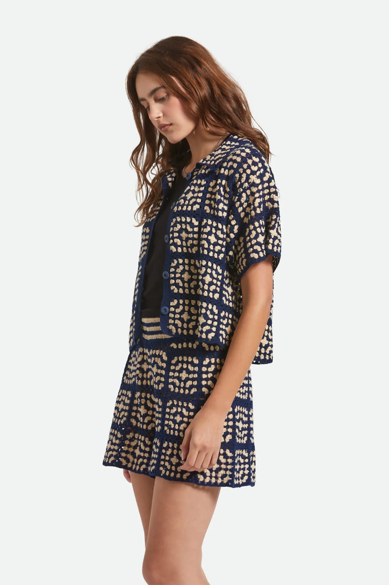 Crochet S/S Button Down - Mood Indigo/Off White sold by Brixton product image thumbnail 3