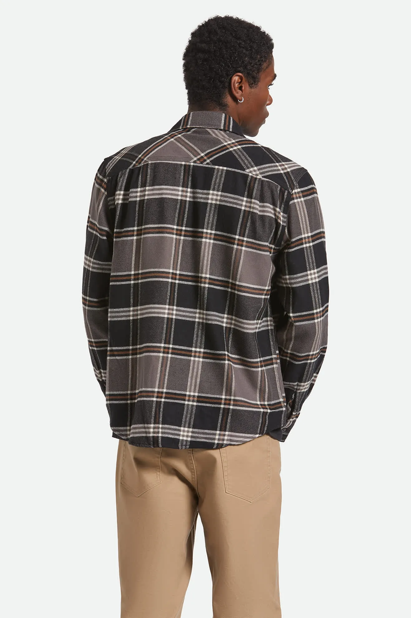 Bowery L/S Flannel - Black/Charcoal/Pinecone sold by Brixton product image thumbnail 4