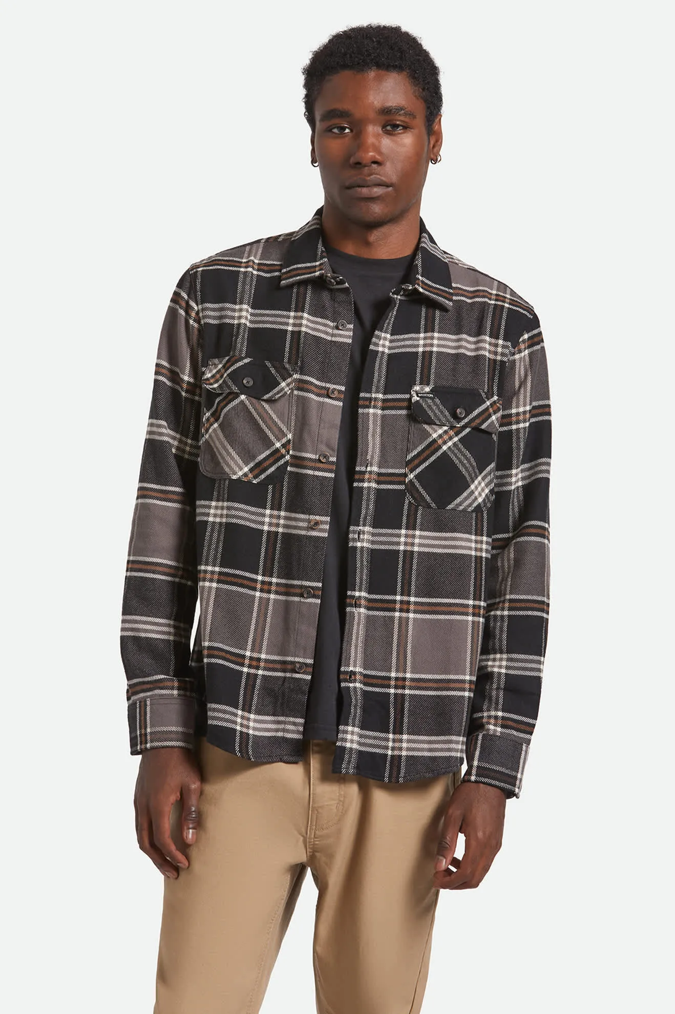 Bowery L/S Flannel - Black/Charcoal/Pinecone sold by Brixton product image thumbnail 2