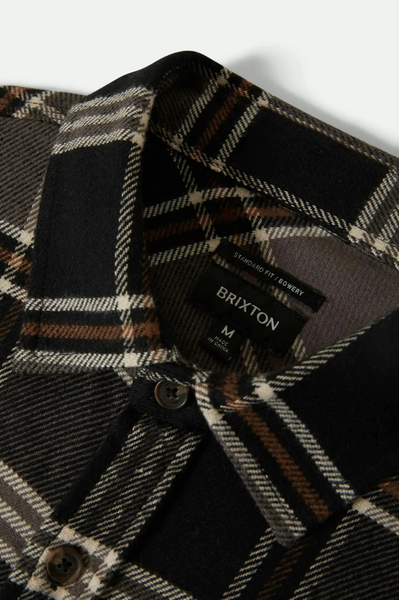 Bowery L/S Flannel - Black/Charcoal/Pinecone sold by Brixton product image thumbnail 5
