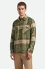 Bowery L/S Flannel - Wild Green/Elm/Adrenaline Rush sold by Brixton