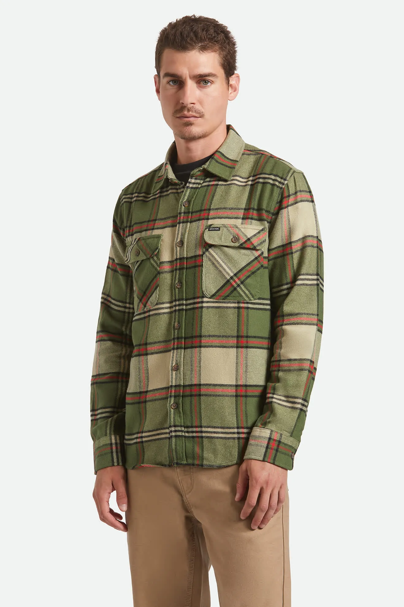 Bowery L/S Flannel - Wild Green/Elm/Adrenaline Rush sold by Brixton product image thumbnail 2