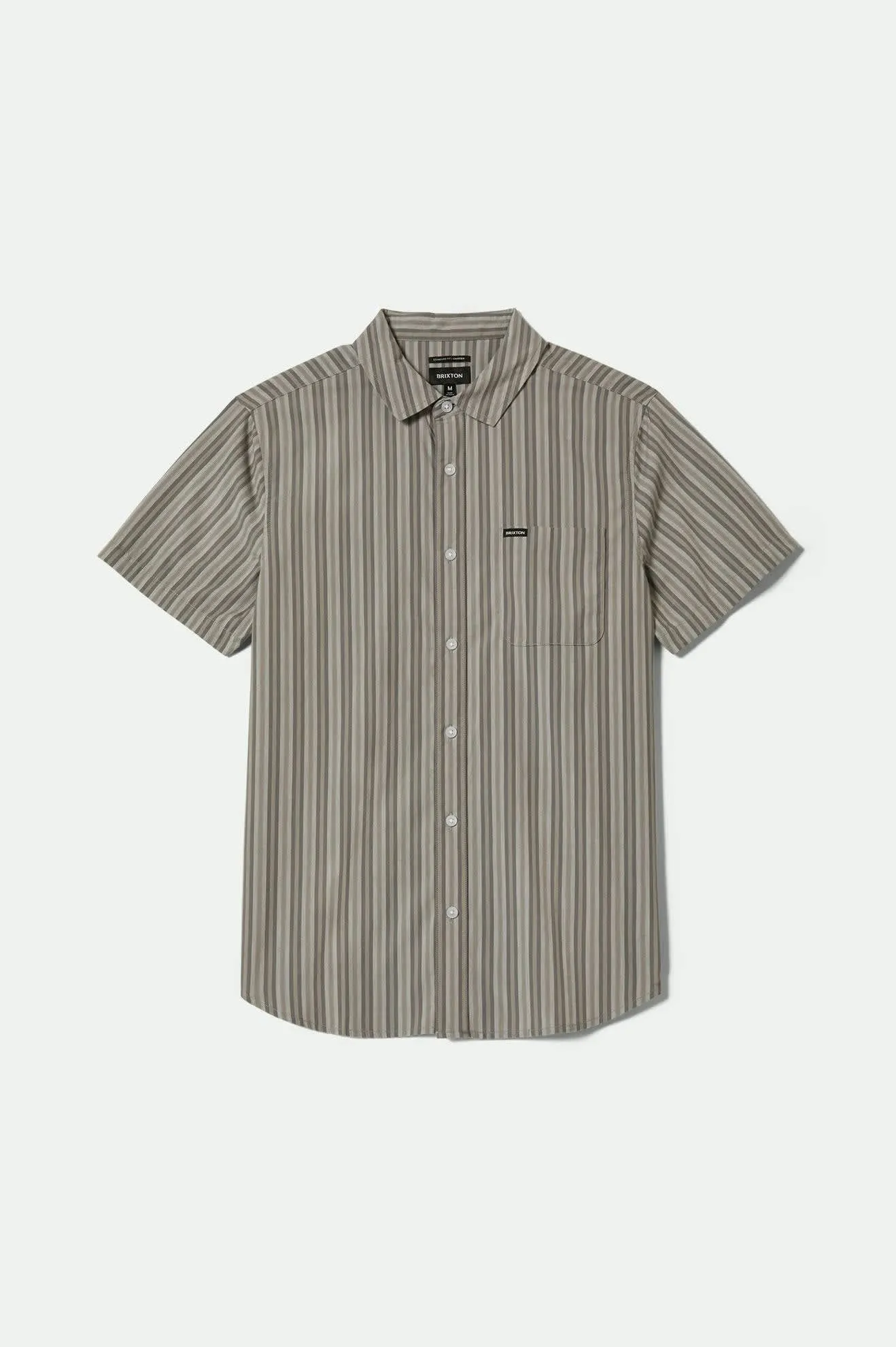 Charter Stripe S/S Shirt - Charcoal/Grey sold by Brixton