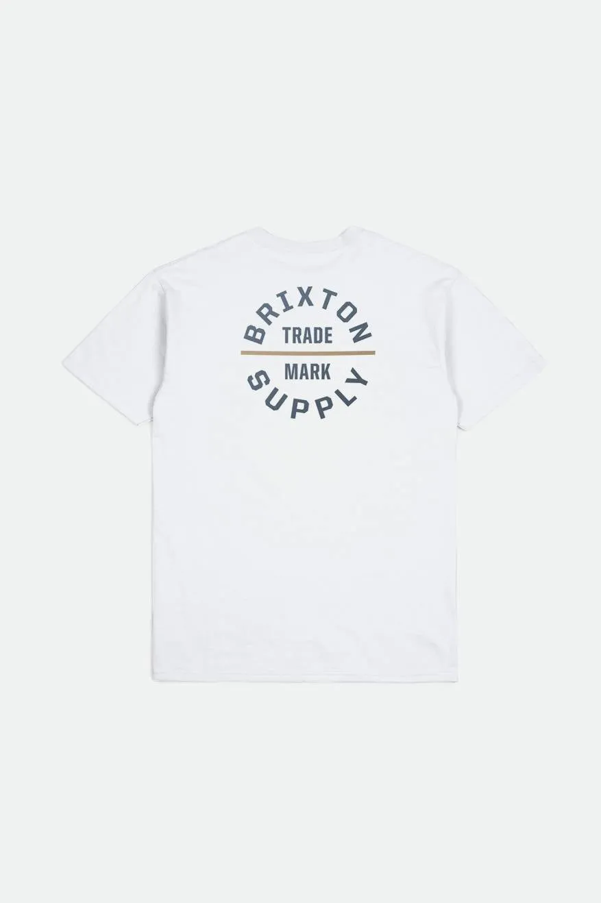 Oath V S/S Standard Tee - White/Flint Blue/Sand sold by Brixton