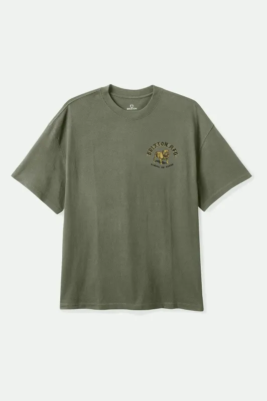 Bauer Heavyweight Relaxed T-Shirt - Olive Surplus Classic Wash sold by Brixton