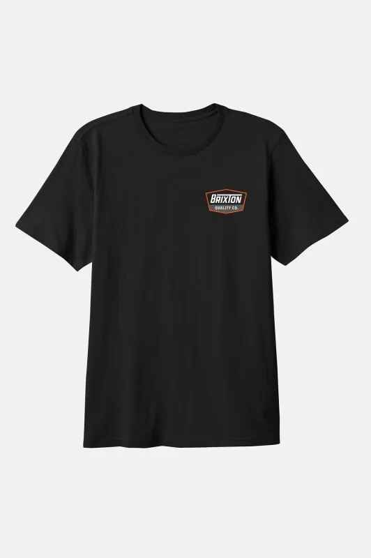 Regal S/S Standard T-Shirt - Black/Classic Orange/White sold by Brixton