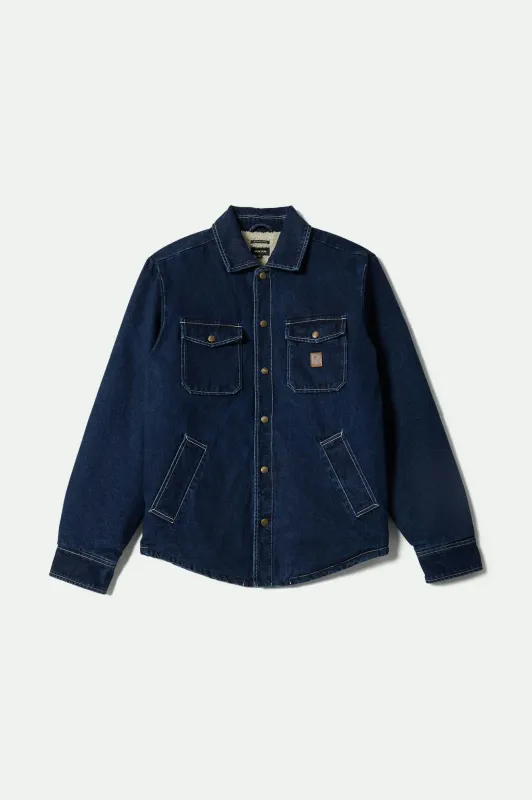 Durham Sherpa Lined Jacket - Medium Wash Denim sold by Brixton