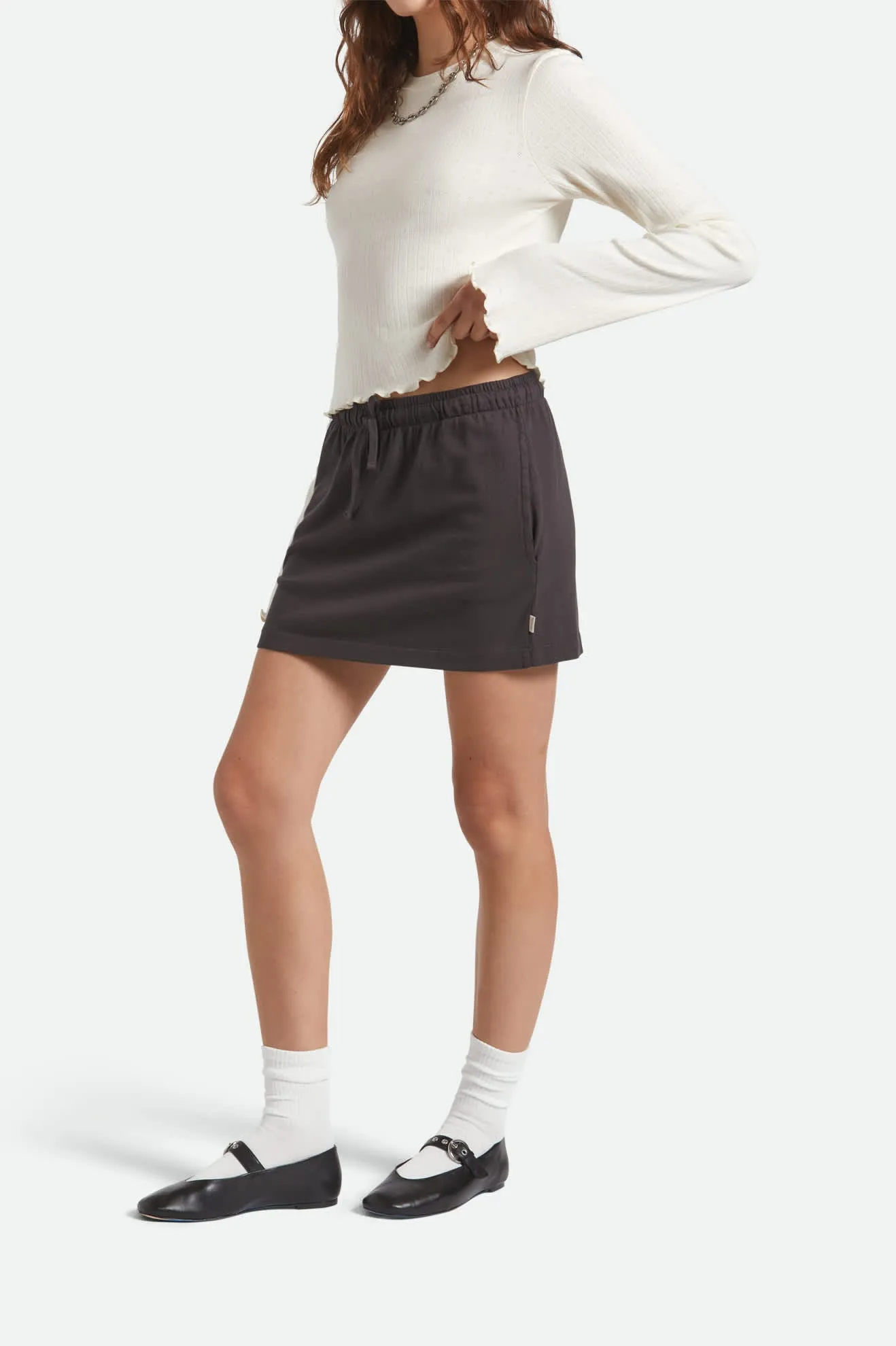 Carefree Organic Garment Dye Lounge Skirt - Black sold by Brixton product image thumbnail 3