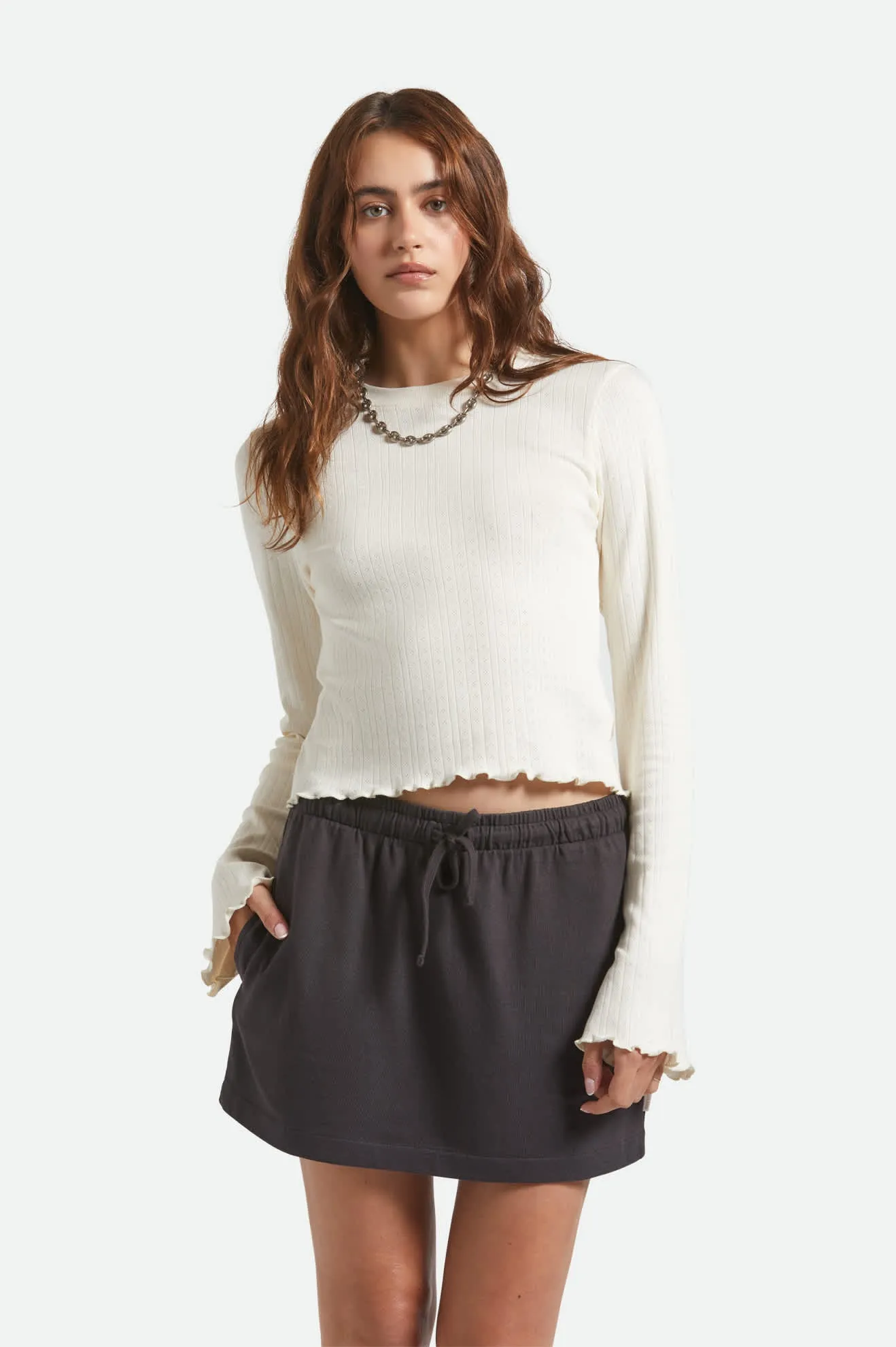 Carefree Organic Garment Dye Lounge Skirt - Black sold by Brixton