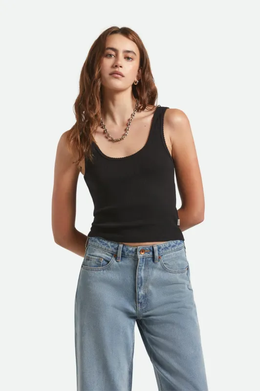 Pointelle Slim Fit Tank - Black sold by Brixton
