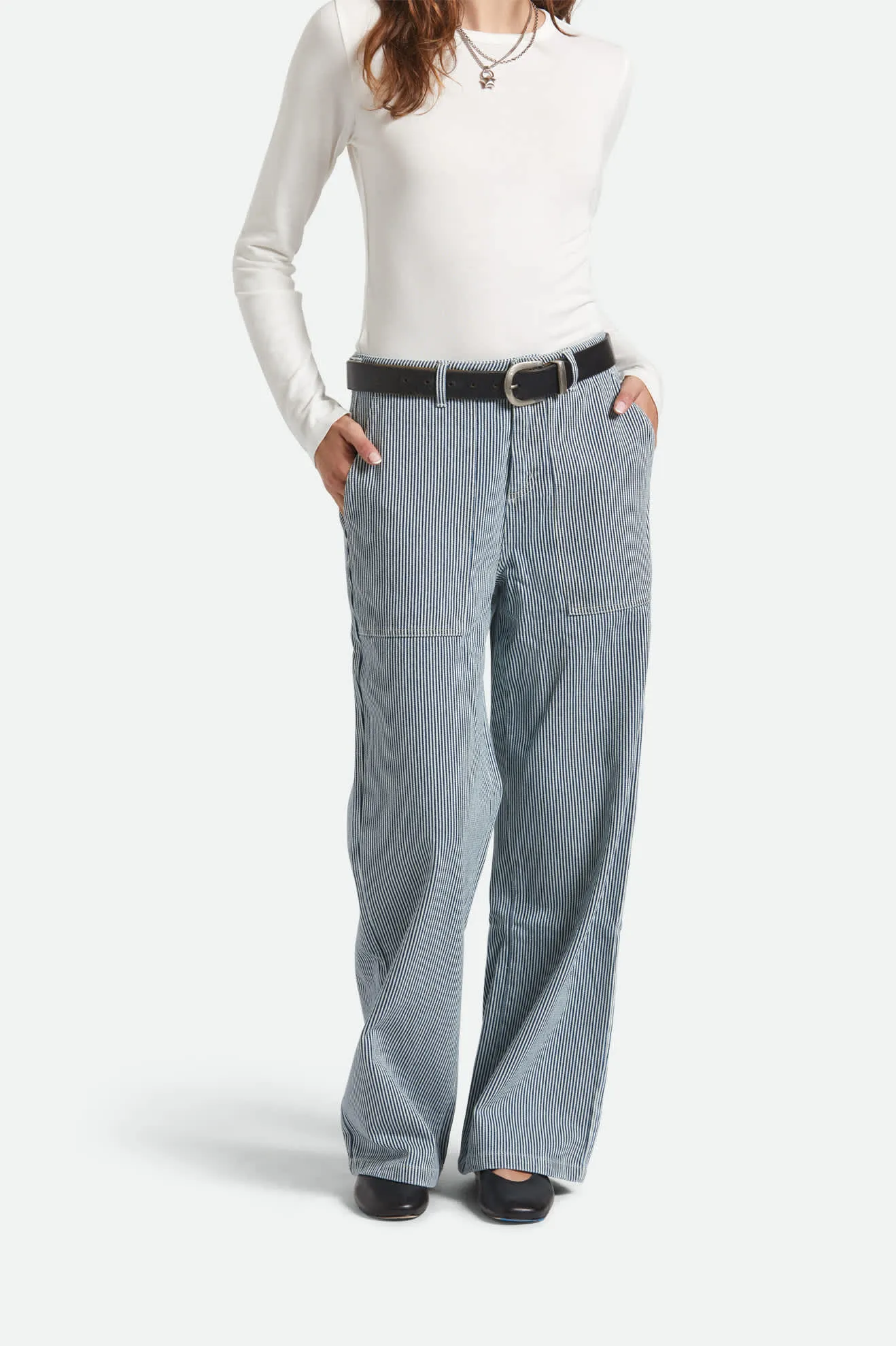 Jane Ulitily Wide Leg Pant - Off White/Mood Indigo sold by Brixton