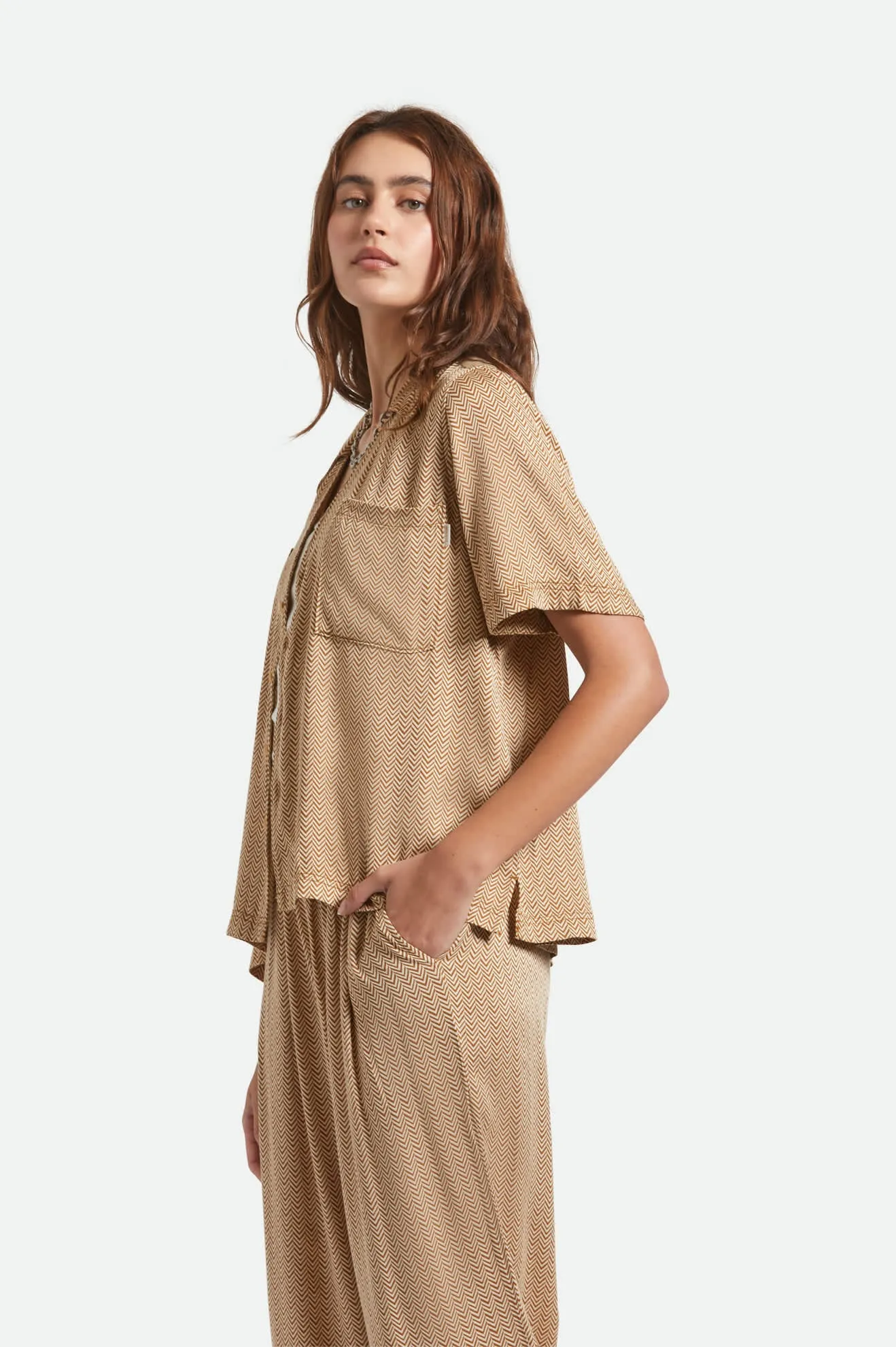 Hudson Lounge S/S Shirt - Washed Copper/Whitecap sold by Brixton product image thumbnail 3