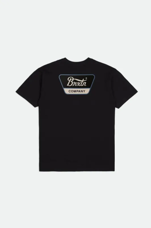 Linwood S/S Standard Tee - Black/Off White/Dusty Blue sold by Brixton